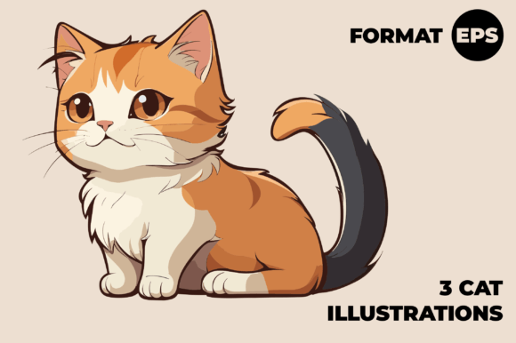 3 Cat Illustrations: Enchanting Comic-Style Art for Your Projects
