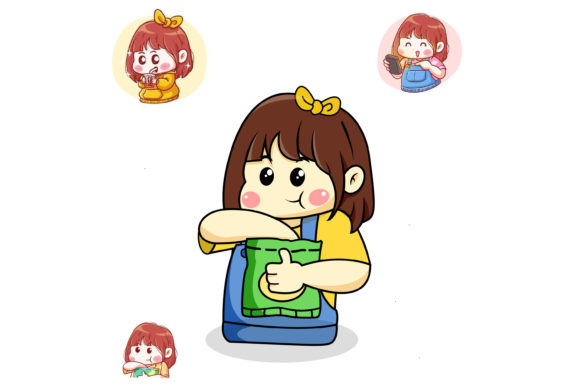 Charming Cute Character Girl Illustrations for Creative Projects