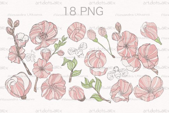 Cherry Blossom Illustrations: A Versatile Design Collection
