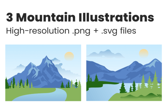 Elevate Your Brand with 3 Mountain Scenery Illustrations