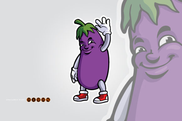 Funny Eggplant Logo Mascot Illustrations: Playful Branding