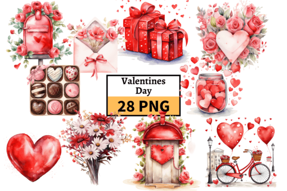Red Valentines Day Illustrations Bundle: Crafting Visual Romance