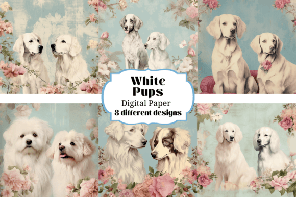White Pretty Pups Dogs Illustrations: Endless Charm for Creators